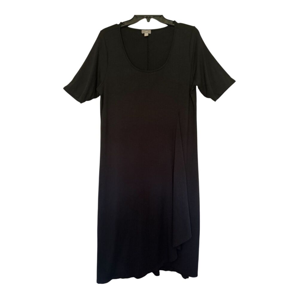 J. JILL women's sz medium M wearever collection stretch black asymmetrical dress